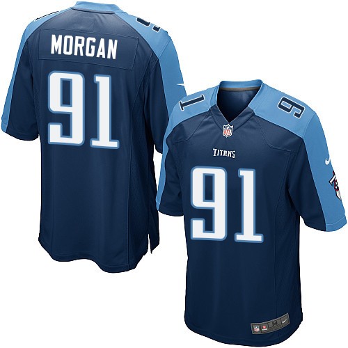 Men's Game Derrick Morgan Nike Jersey Navy Blue Alternate - #91 NFL Tennessee Titans